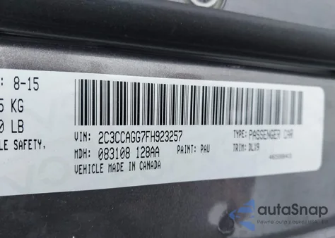 2015 Chrysler 300 300S из США, поврежденный, VIN 2C3CCAGG7FH923257